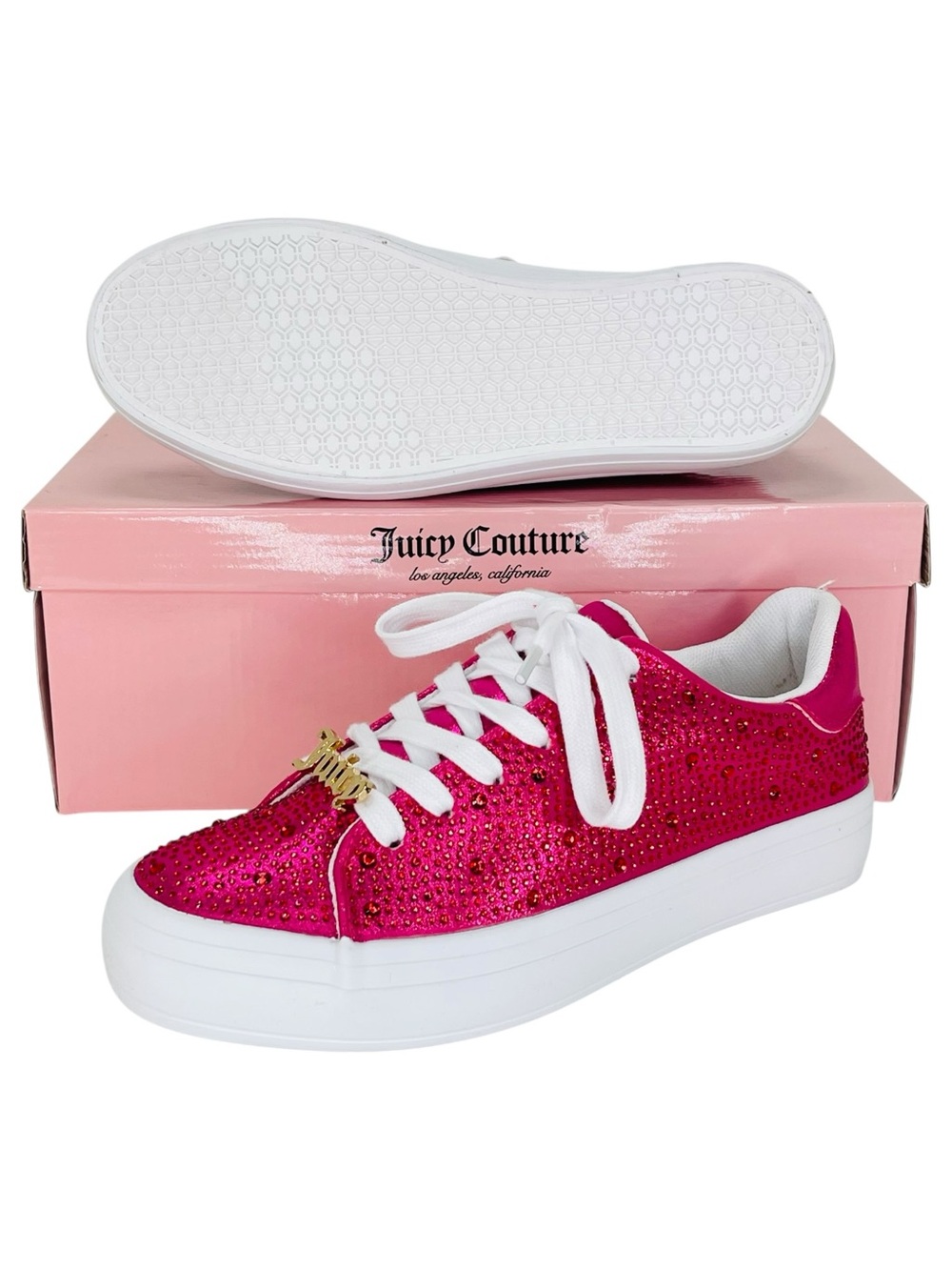 Juicy Couture Alanis Pink Rhinestone Womens Sneakers Size 6.5M - Picture 10 of 11